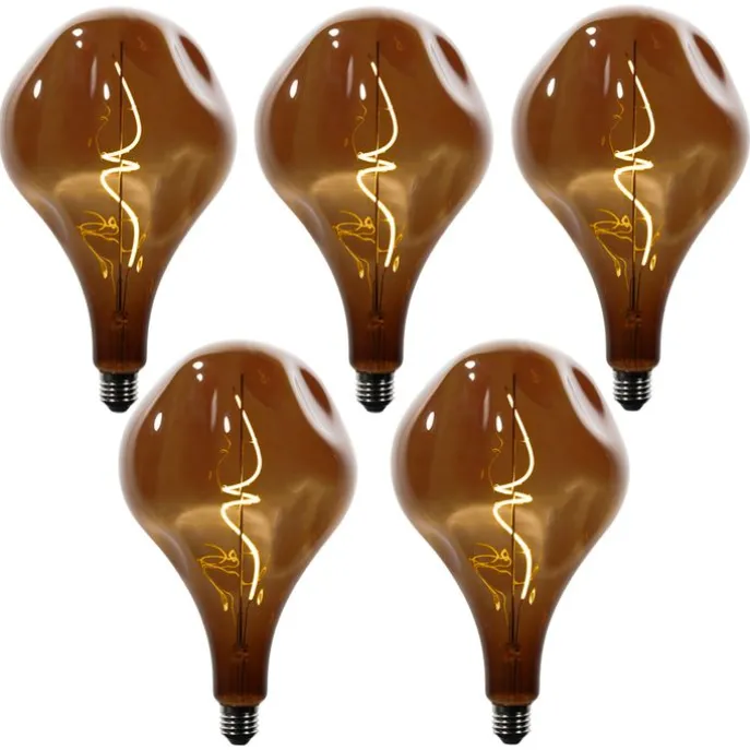 5er-Set dimmbare E27 LED-Glühbirnen PS160 Braun 4W 120 lm 1800K