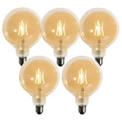 5er-Set E27 Dimmbare LED-Glühbirnen Gold G125 4,9W 450 lm 2200K