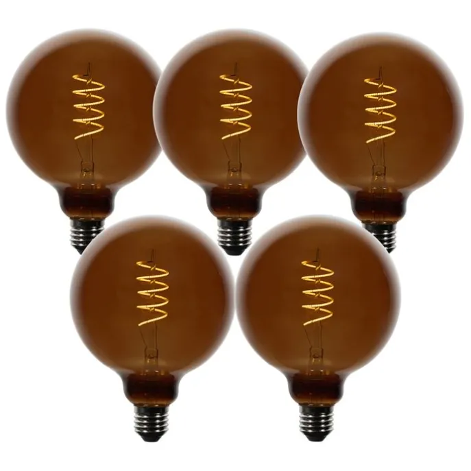 5er-Set E27 Dimmbare LED-Glühbirnen G125 Braun 4W 120 lm 1800K