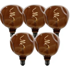 5er-Set E27 Dimmbare LED-Glühbirnen T125 Braun 4W 120 lm 1800K