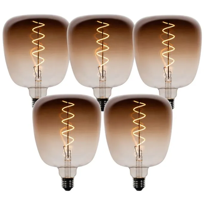 5er-Set E27 Dimmbare LED-Glühbirnen G140 Braun 4,9W 110 lm 1800K