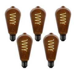 5er-Set E27 Dimmbare LED-Glühbirnen ST64 Braun 4W 100 lm 1800K