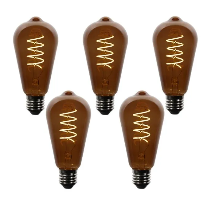 5er-Set E27 Dimmbare LED-Glühbirnen ST64 Braun 4W 100 lm 1800K