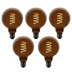 5er-Set E27 Dimmbare LED-Glühbirnen G95 Braun 4W 120 lm 1800K
