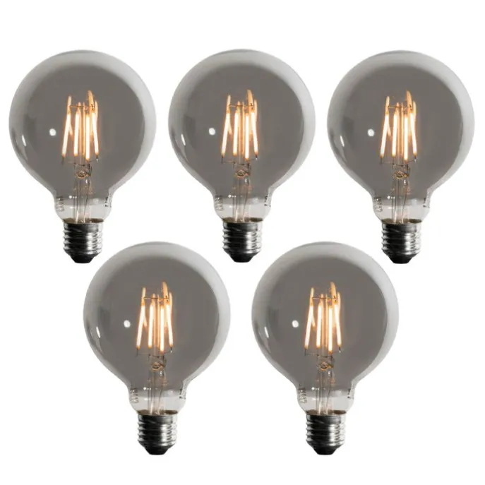 5er-Set E27 Dimmbare LED-Glühbirnen Rauch G95 5W 200 lm 1900K
