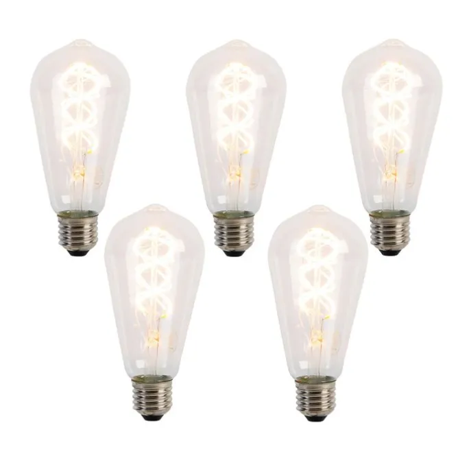 5er-Set E27 LED Spiral Filament Glühbirnen ST64 5W 400 lm 2200K