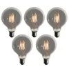 5er-Set E27 3-Stufen-Dimmbare LED-Glühbirnen Rauch G95 4W 200 lm 1900K