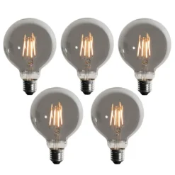 5er-Set E27 3-Stufen-Dimmbare LED-Glühbirnen Rauch G95 4W 200 lm 1900K