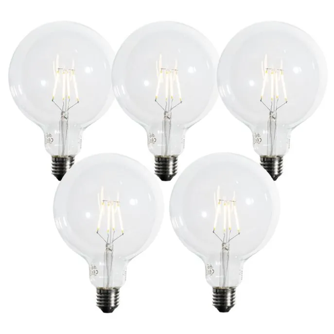 5er-Set E27 3-Stufen-Dimmbare LED-Spiralfilament-Glühbirnen G125 4W 450 lm 2700K