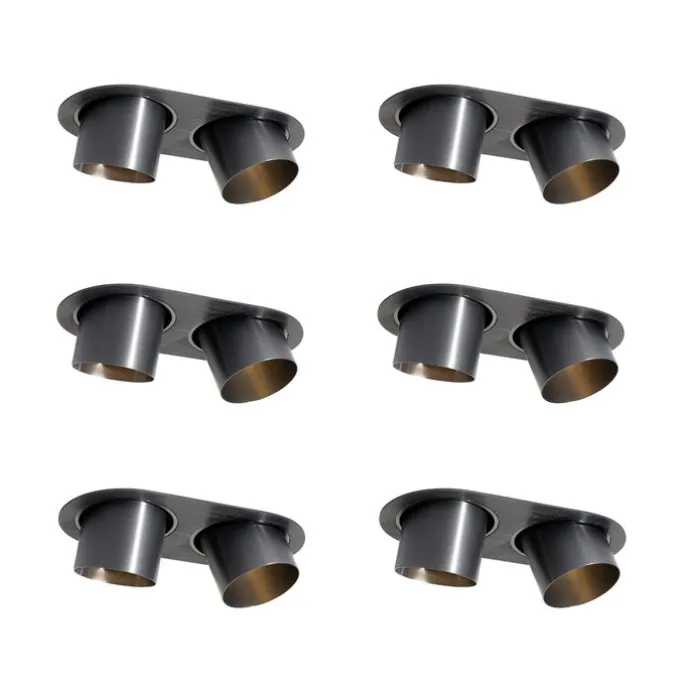 6er-Set Einbaustrahler Gunmetal GU10 70mm Schwenkbar 2-flammig - Installa