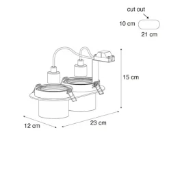 6er-Set Einbaustrahler Gunmetal GU10 70mm Schwenkbar 2-flammig - Installa