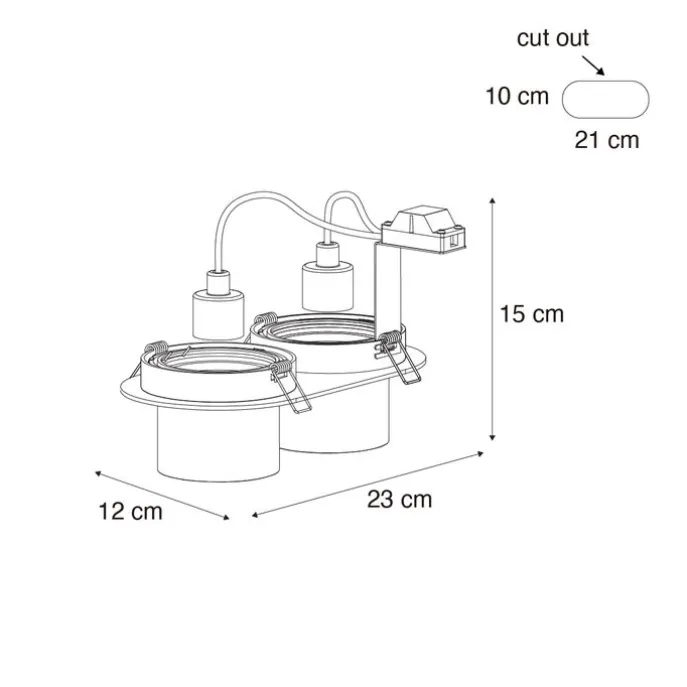 6er-Set Einbaustrahler Gunmetal GU10 70mm Schwenkbar 2-flammig - Installa