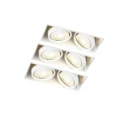 3er-Set Einbaustrahler weiß GU10 schwenkbar randlos 2-flammig - Oneon