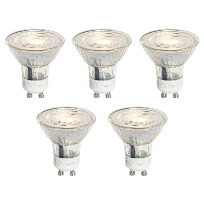 5er-Set GU10 50mm 3-Stufen-Dimmbare Kelvin LED-Lampen Klar 4,9W 450 lm 2000-2700K