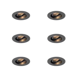 6er-Set moderne Einbaustrahler Gunmetal GU10 50mm Rund Neigbar - Chuck