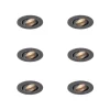 6er-Set moderne Einbaustrahler Gunmetal GU10 50mm rund schwenkbar - Rondoo