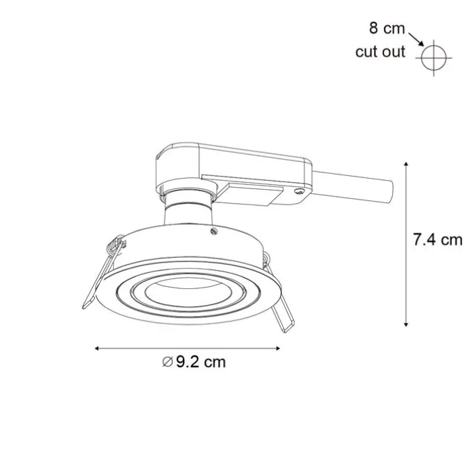 6er-Set moderne Einbaustrahler Gunmetal GU10 50mm rund schwenkbar - Rondoo