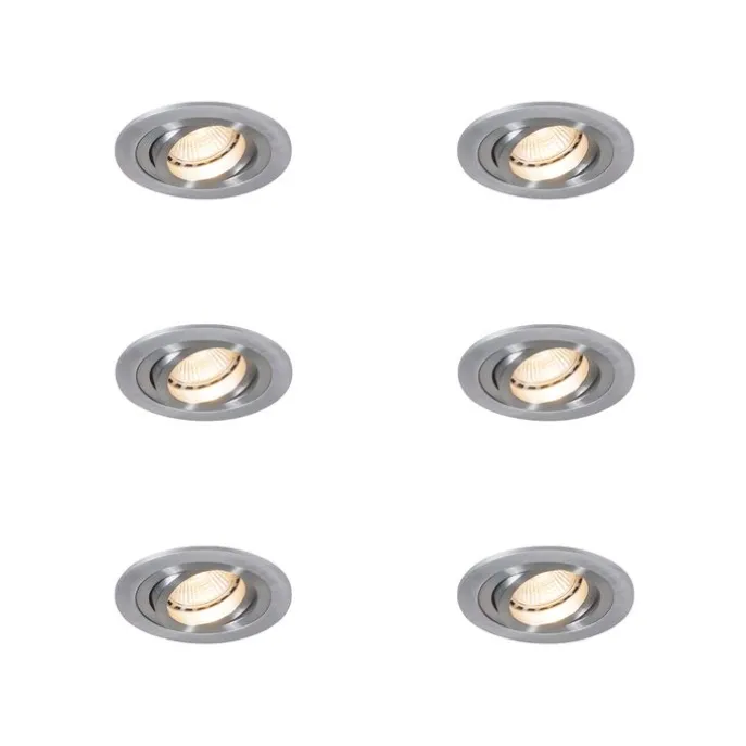 6er-Set moderne Einbaustrahler Stahl - Rondoo