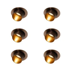6er-Set moderne Einbaustrahler Dunkelbronze Rund Schwenkbar - Installa