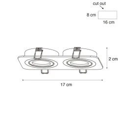 6er-Set Runde Einbaustrahler Gunmetal GU10 50mm Verstellbar IP44 2-Lichter - Alberto