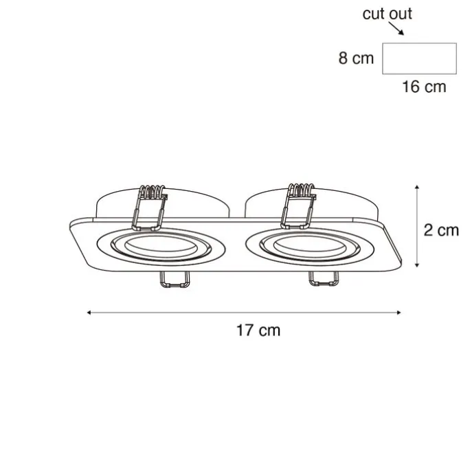 6er-Set Runde Einbaustrahler Gunmetal GU10 50mm Verstellbar IP44 2-Lichter - Alberto