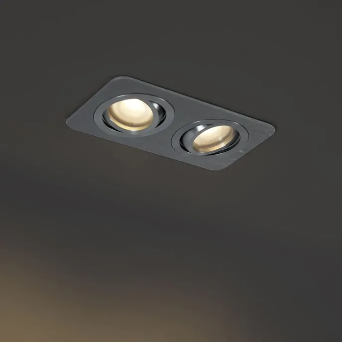 6er-Set Runde Einbaustrahler Gunmetal GU10 50mm Verstellbar IP44 2-Lichter - Alberto