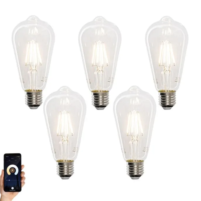5er-Set Smart E27 LED-Glühbirnen ST64 4,5W 470 lm 1800-4000K