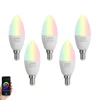5er-Set Smart E14 LED-Lampen C37 Opal RGBW 4,9W 470 lm 2700-6500K