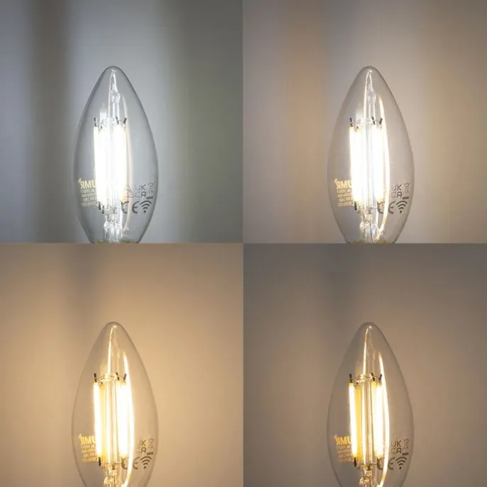 5er-Set Smart E14 LED-Lampen C35 Klar 4.2W 470 lm 2700-6500K