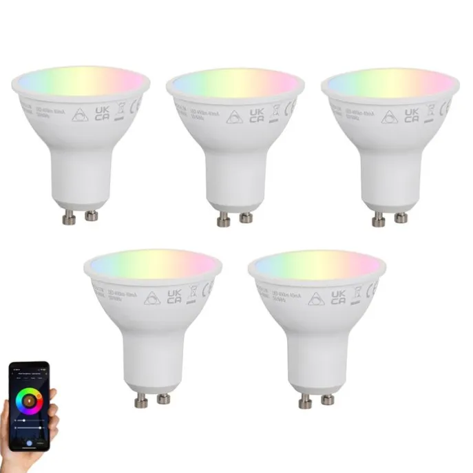 5er-Set Smart GU10 50mm Dimmbare LED-Lampen Opal RGBW 4,7W 400 lm 2700-6500K