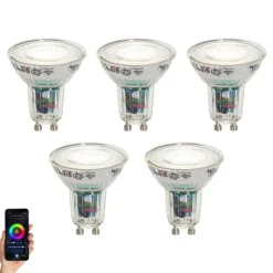 5er-Set Smart GU10 50mm LED-Glühbirnen Klar 4,8W 400 lm 1800-6500K