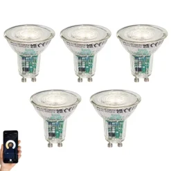 5er-Set Smart GU10 50mm LED-Lampen Klar 4,7W 345 lm 2200-4000K