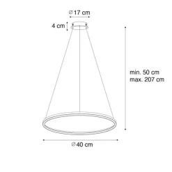 Goldene Pendelleuchte 40 cm inkl. LED 3-stufig dimmbar - Girello