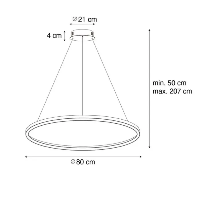 Goldene Pendelleuchte 80cm inkl. LED 3-stufig dimmbar - Girello