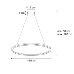 Goldene Pendelleuchte 60cm inkl. LED 3-stufig dimmbar - Girello