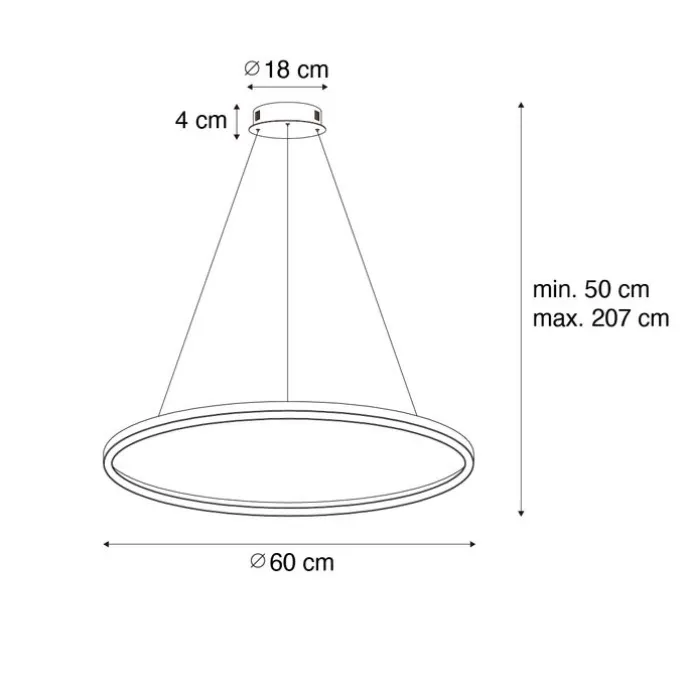 Goldene Pendelleuchte 60cm inkl. LED 3-stufig dimmbar - Girello