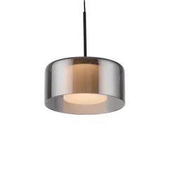 Hanglamp zwart met smoke glas incl. LED 3-lichts easylift - Rika