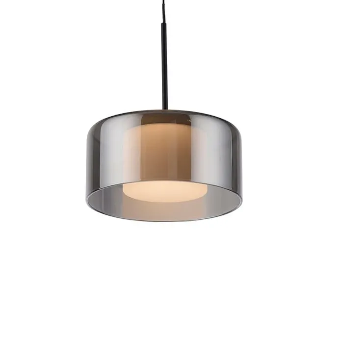 Hanglamp zwart met smoke glas incl. LED 3-lichts easylift - Rika