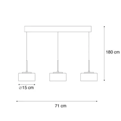 Hanglamp zwart met smoke glas incl. LED 3-lichts easylift - Rika