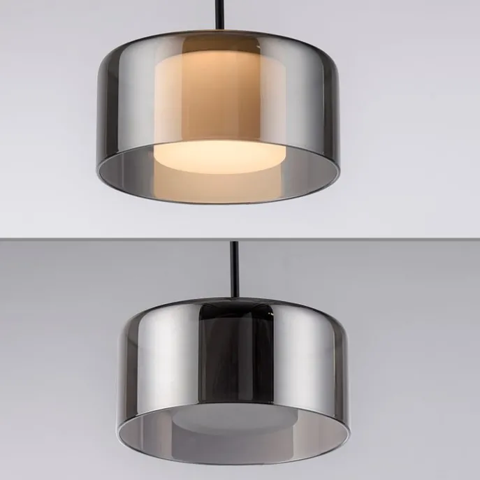 Hanglamp zwart met smoke glas incl. LED 3-lichts easylift - Rika