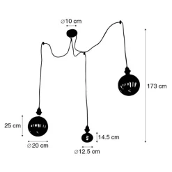 Hängelampe gold 3-flammig inkl. LED amber dimmbar - Cava Luxe