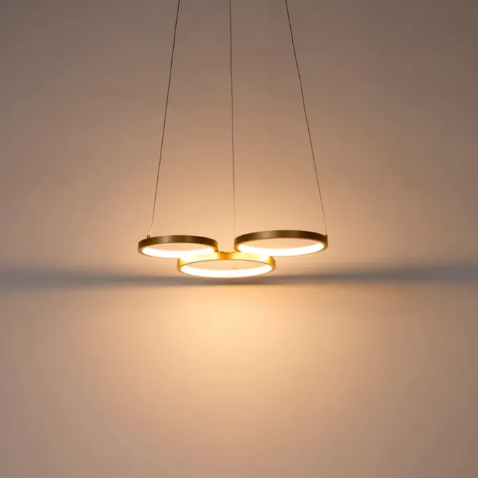 Hängelampe gold inkl. LED 3-Stufen dimmbar 3-flammig - Rondas