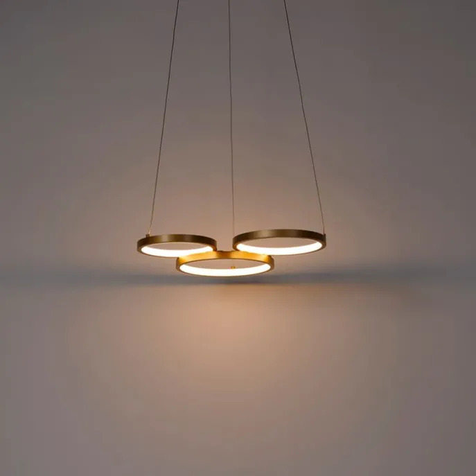 Hängelampe gold inkl. LED 3-Stufen dimmbar 3-flammig - Rondas