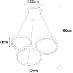 Hängelampe gold inkl. LED 3-Stufen dimmbar 3-flammig - Rondas