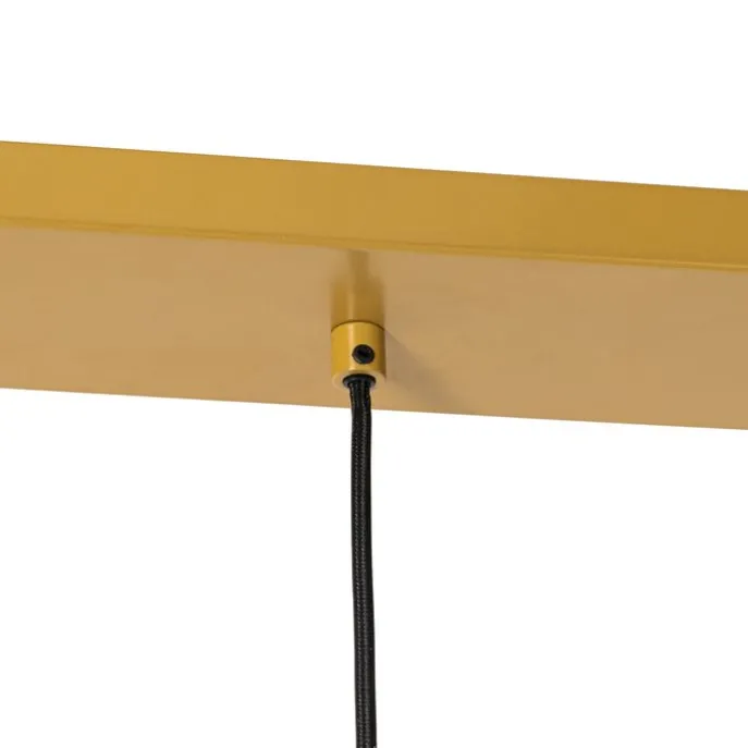 Hängelampe gold mit braunem Glas 30 cm länglich 3-flammig - Kevin