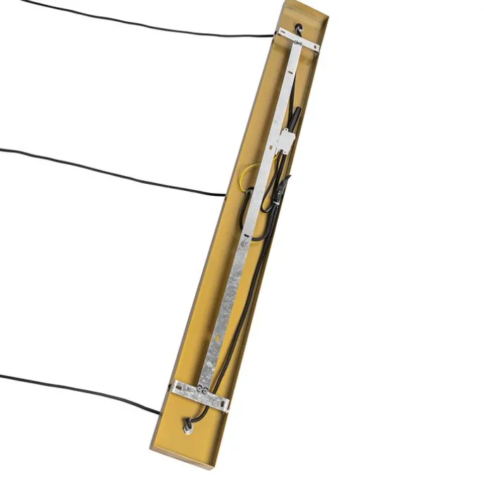 Hängelampe gold mit braunem Glas 30 cm länglich 3-flammig - Kevin