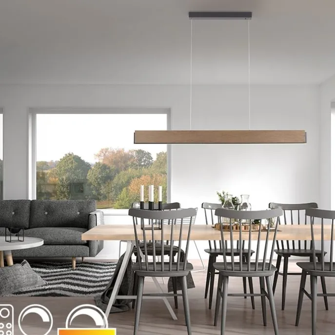 Hängelampe Holz 121 cm inkl. LED mit Fernbedienung - Ajdin