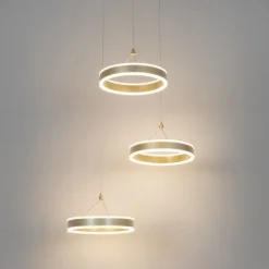 Hängelampe Messing rund inkl. LED 3-Stufen dimmbar 3-Licht - Lyani