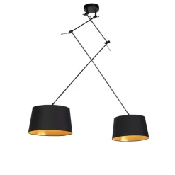 Hängelampe mit Baumwollschirmen schwarz mit Gold 35 cm - Blitz II schwarz