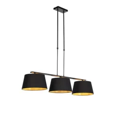Hängelampe mit Baumwollschirmen schwarz mit Gold 32 cm - Combi 3 Deluxe